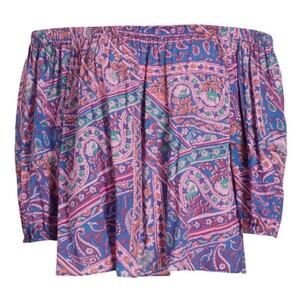 BA&SH NWT Fenji Paisley Off The Shoulder Top Paisley floral pink blue Medium